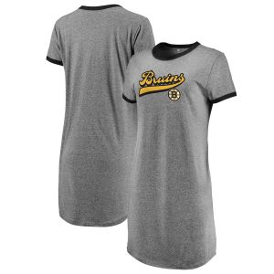 Boston Bruins Fanatics Branded Women’s Tri-Blend T-Shirt Dress – Heathered Gray