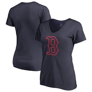Boston Red Sox Majestic Women’s 2018 Players Weekend Cap Logo V-Neck T-Shirt – Navy