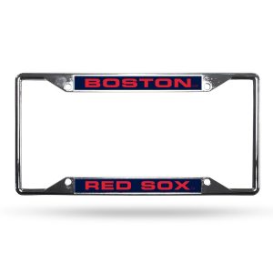 Boston Red Sox Sparo Chrome License Plate Frame with Laser Inserts