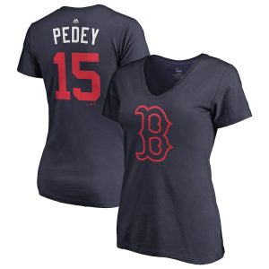 Dustin Pedroia “Pedey” Boston Red Sox Majestic Women’s 2018 Players’ Weekend Name & Number V-Neck T-Shirt – Navy
