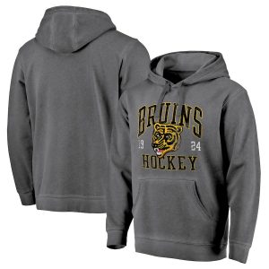 Fanatics Branded Boston Bruins Black Vintage Collection Old Favorite Shadow Washed Pullover Hoodie