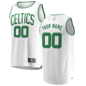 Men’s Boston Celtics Fanatics Branded White Fast Break Custom Replica Jersey – Association Edition