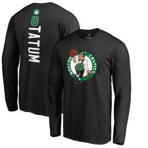 Men’s Boston Celtics Jayson Tatum Fanatics Branded Black Backer Name & Number Long Sleeve T-Shirt
