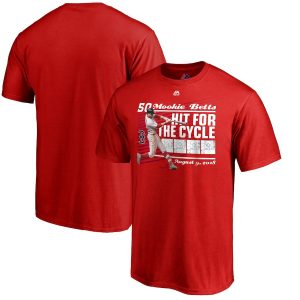 Mookie Betts Boston Red Sox Majestic 2018 Hit For The Cycle T-Shirt – Red