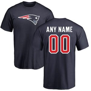 NFL Pro Line New England Patriots Navy Any Name & Number Logo Personalized T-Shirt