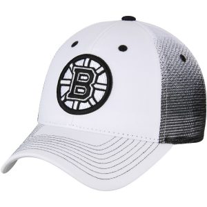 Zephyr Boston Bruins White/Black Jolt Trucker Adjustable Snapback Hat