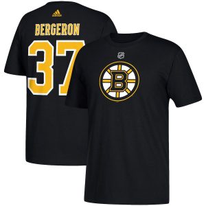 adidas Patrice Bergeron Boston Bruins Black Name & Number T-Shirt