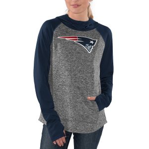 G-III 4Her by Carl Banks New England Patriots Women’s Heathered Gray/Navy Championship Ring Pullover Hoodie